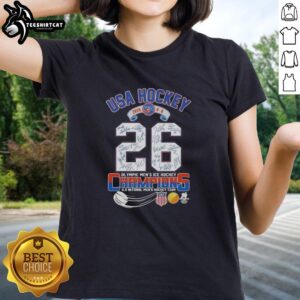 Original USA Hockey 2026 6-0 Olympic Men's Ice Hockey Champions All Signatures T-Shirt - Image 3