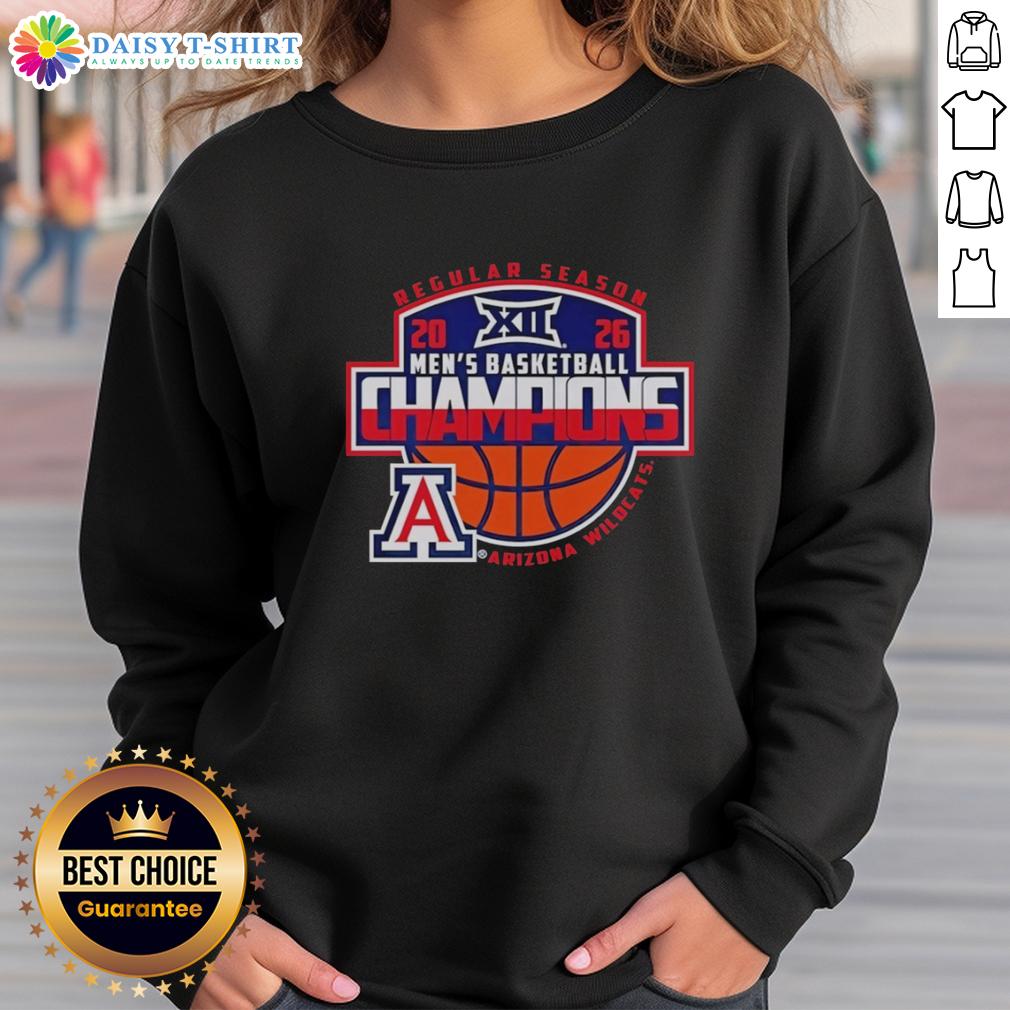 Premium Arizona Wildcats 2026 Big 12 Men's Basketball Regular Season Champions Sweatshirt Premium Arizona Wildcats 2026 Big 12 Men's Basketball Champions Sweatshirt in navy blue with team logo and design details.