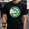 Alt Text: Premium Atlanta Hawks white logo T-shirt for St. Patrick's Day, featuring a stylish design perfect for fans.