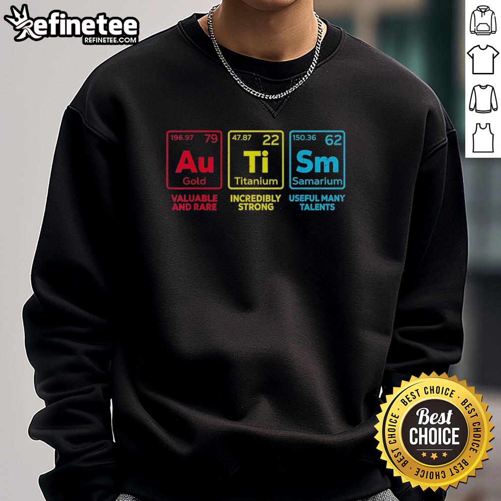 premium-autism-awareness-gold-titanium-samarium-valuable-and-rare-incredibly-strong-useful-many-talents-sweatshirt Premium Autism Awareness sweatshirt in gold titanium samarium, showcasing strength and unique talents for a meaningful statement.