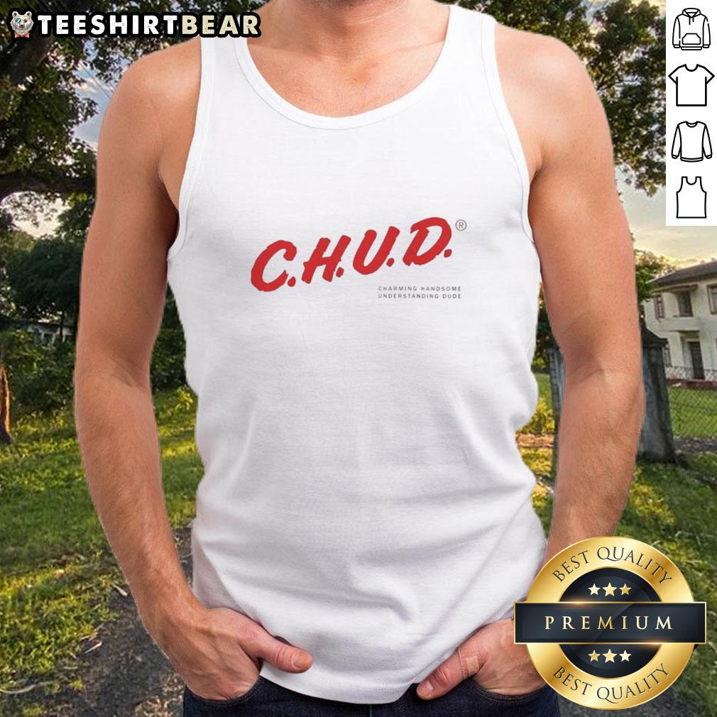 premium-chud-charming-handsome-understanding-dude-logo-tank-top Alt Text: Premium Chud Charming Handsome Understanding Dude logo tank top featuring a stylish design for casual wear.