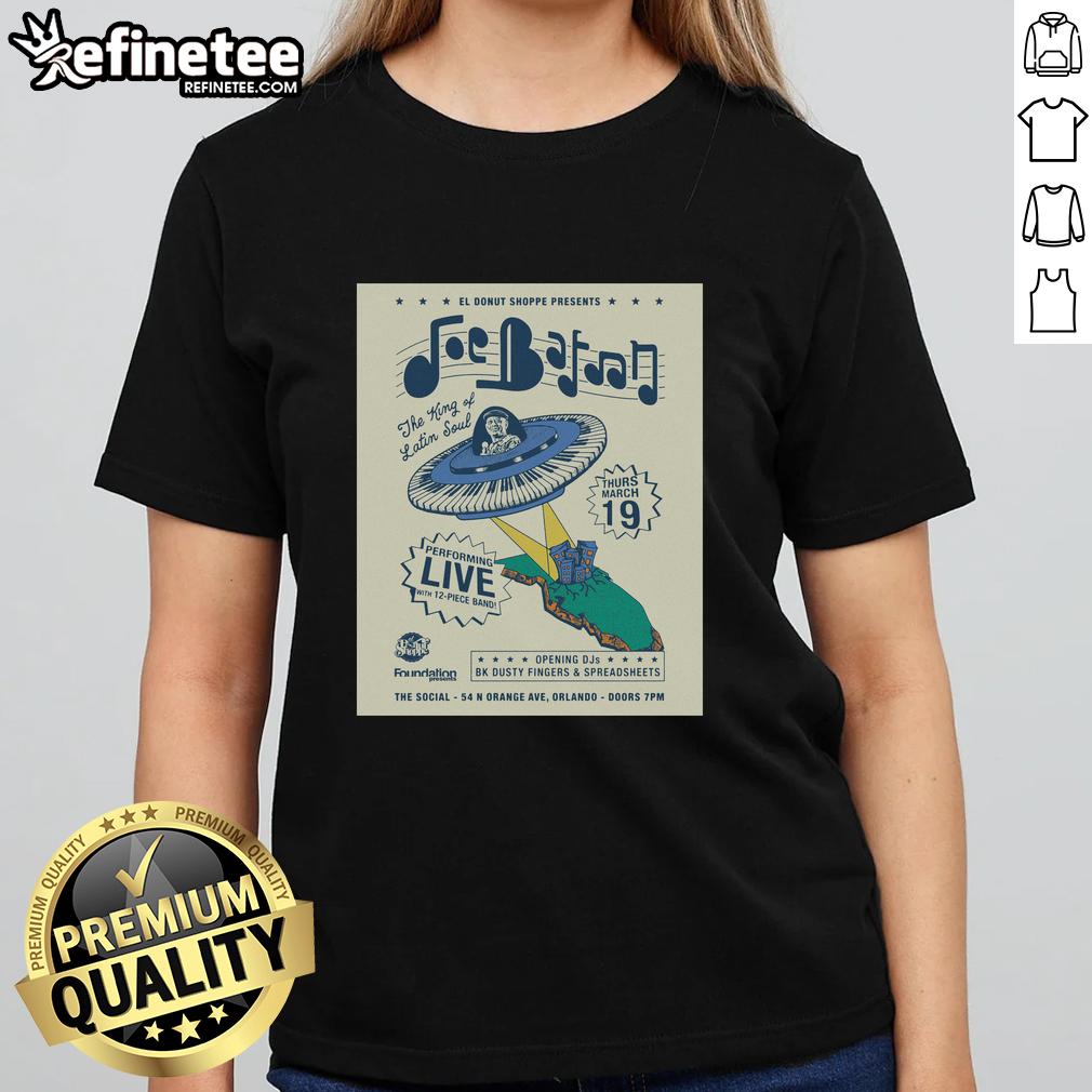 premium-el-donut-shoppe-presents-joe-bataan-3-19-2026-orlando-fl-poster-ladies-tee Premium El Donut Shoppe Joe Bataan concert poster for 3/19/2026 in Orlando, FL featuring a ladies' tee design.