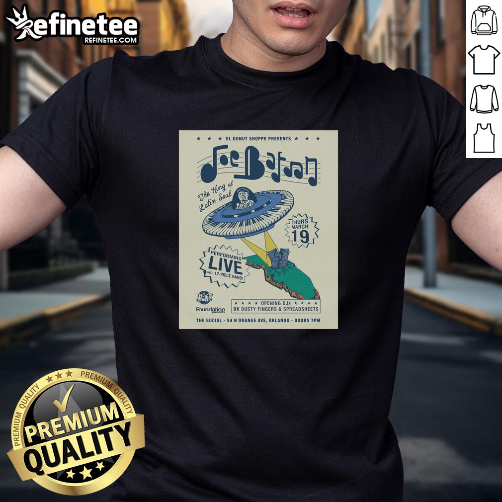 premium-el-donut-shoppe-presents-joe-bataan-3-19-2026-orlando-fl-poster-t-shirt Alt Text: Premium El Donut Shoppe Joe Bataan concert poster t-shirt for March 19, 2026, in Orlando, FL, featuring vibrant design.