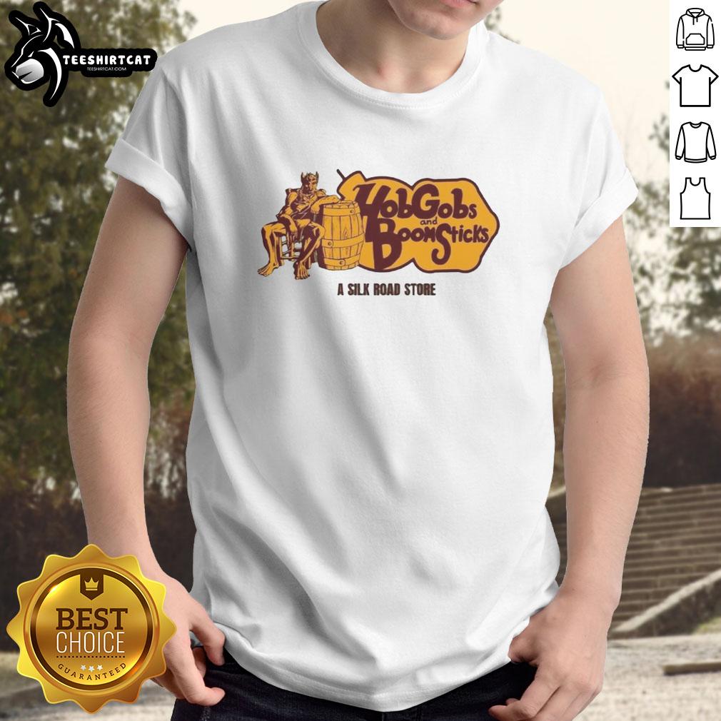 premium-hobgobs-and-boom-sticks-a-silk-road-store-t-shirt Alt Text: Premium Hobgobs and Boom Sticks T-Shirt from Silk Road Store featuring vibrant graphics and comfortable fit.