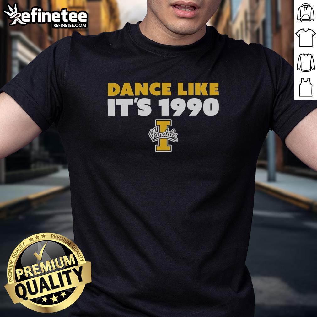 premium-idaho-vandals-dance-like-its-1990-t-shirt-1 Premium Idaho Vandals 'Dance Like It's 1990' T-shirt featuring vibrant graphics and a stylish design for fans.