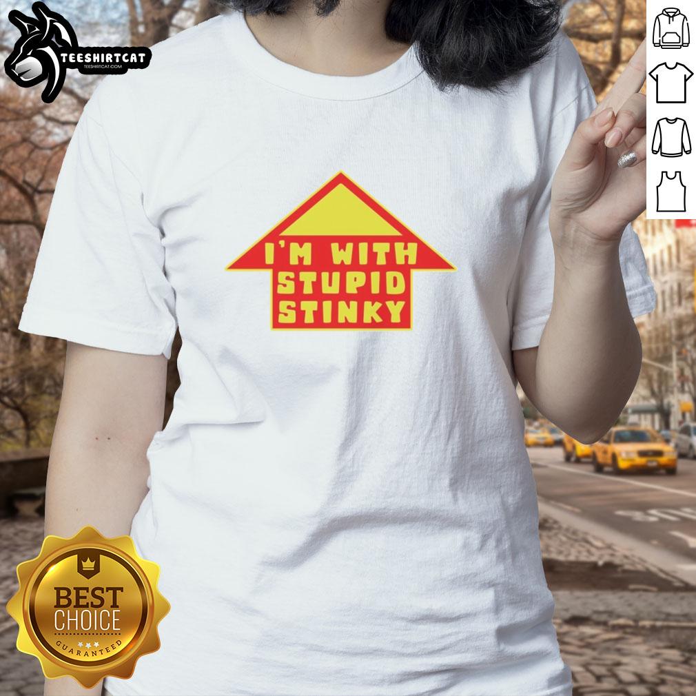 premium-im-with-stupid-stinky-ladies-tee Premium Im With Stupid Stinky Ladies Tee featuring a fun graphic design, perfect for casual wear and gifts.