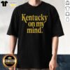 Alt Text: Premium Kentucky On My Mind Letter T-Shirt showcasing a stylish design perfect for proud Kentuckians and fashion lovers.