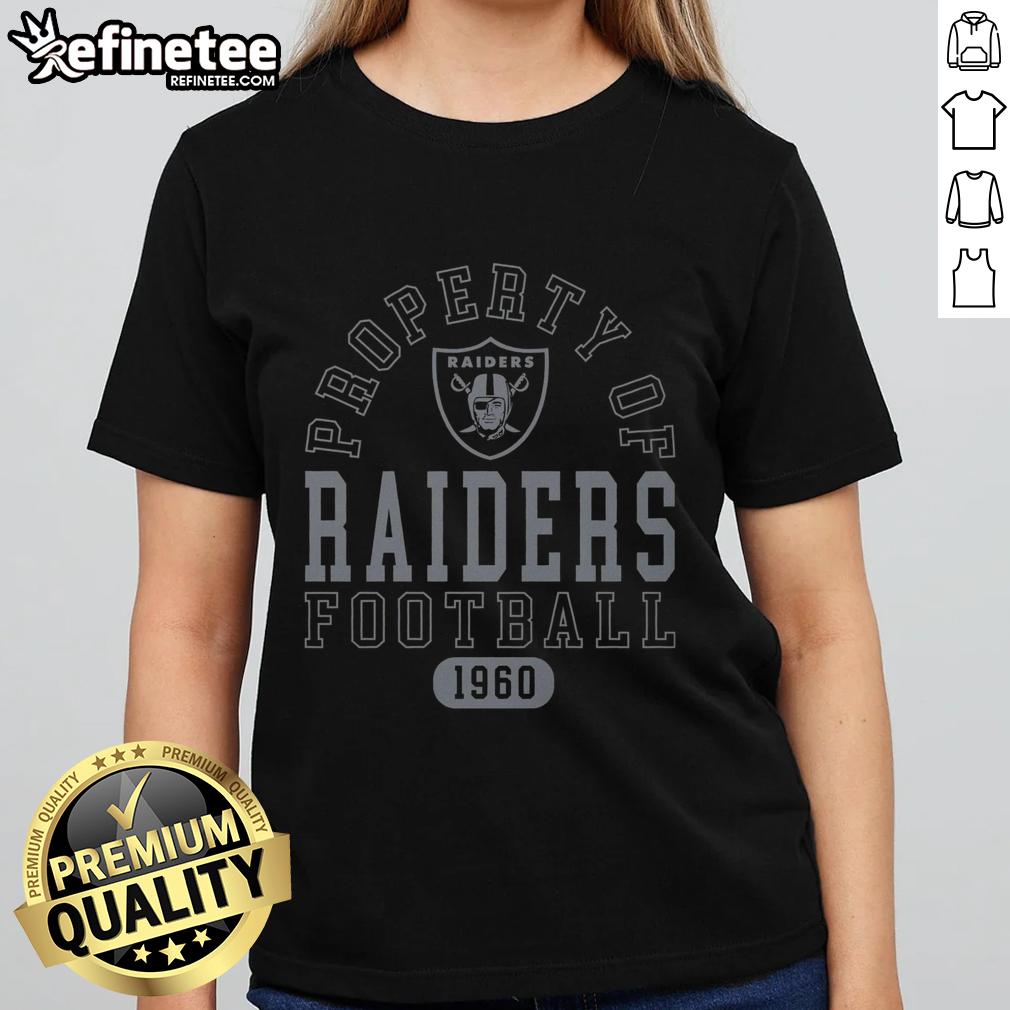 premium-las-vegas-raiders-football-property-1960-ladies-tee Alt Text: Premium Las Vegas Raiders football property 1960 ladies tee featuring team colors and logo, perfect for fans.