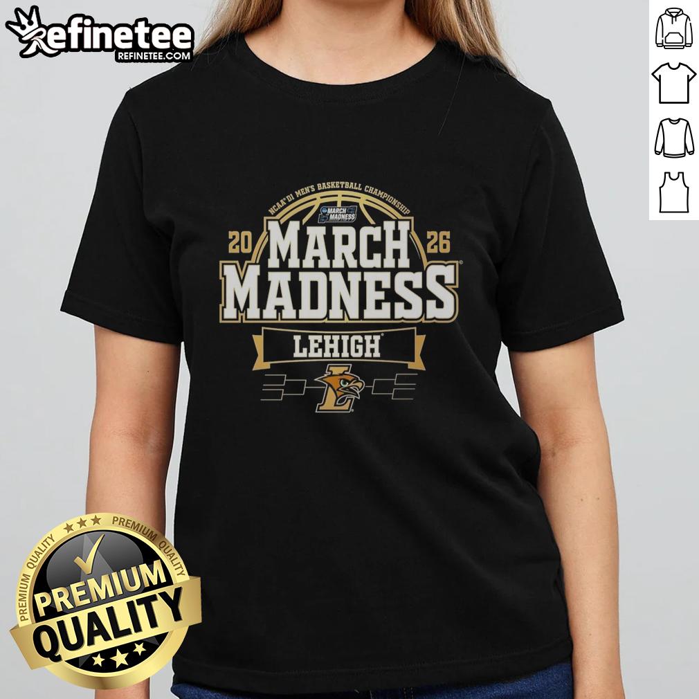 premium-lehigh-mountain-hawks-2026-mens-basketball-march-madness-ladies-tee Alt Text: Premium Lehigh Mountain Hawks 2026 Men's Basketball March Madness ladies' tee featuring team colors and logo.
