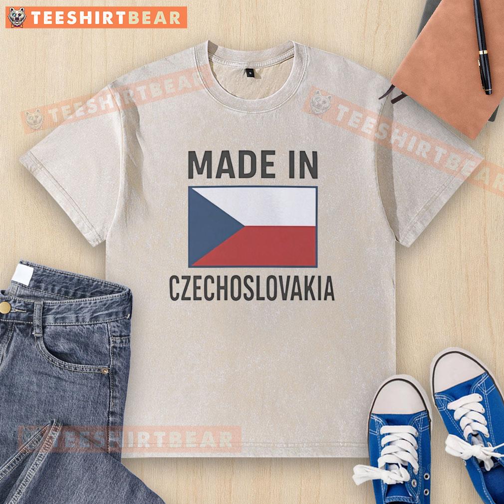 premium-made-in-czechoslovakia-czechia-flag-washed-t-shirt Alt Text: Premium Made in Czechoslovakia Czechia Flag Washed T-Shirt featuring vibrant colors and soft fabric for comfort.