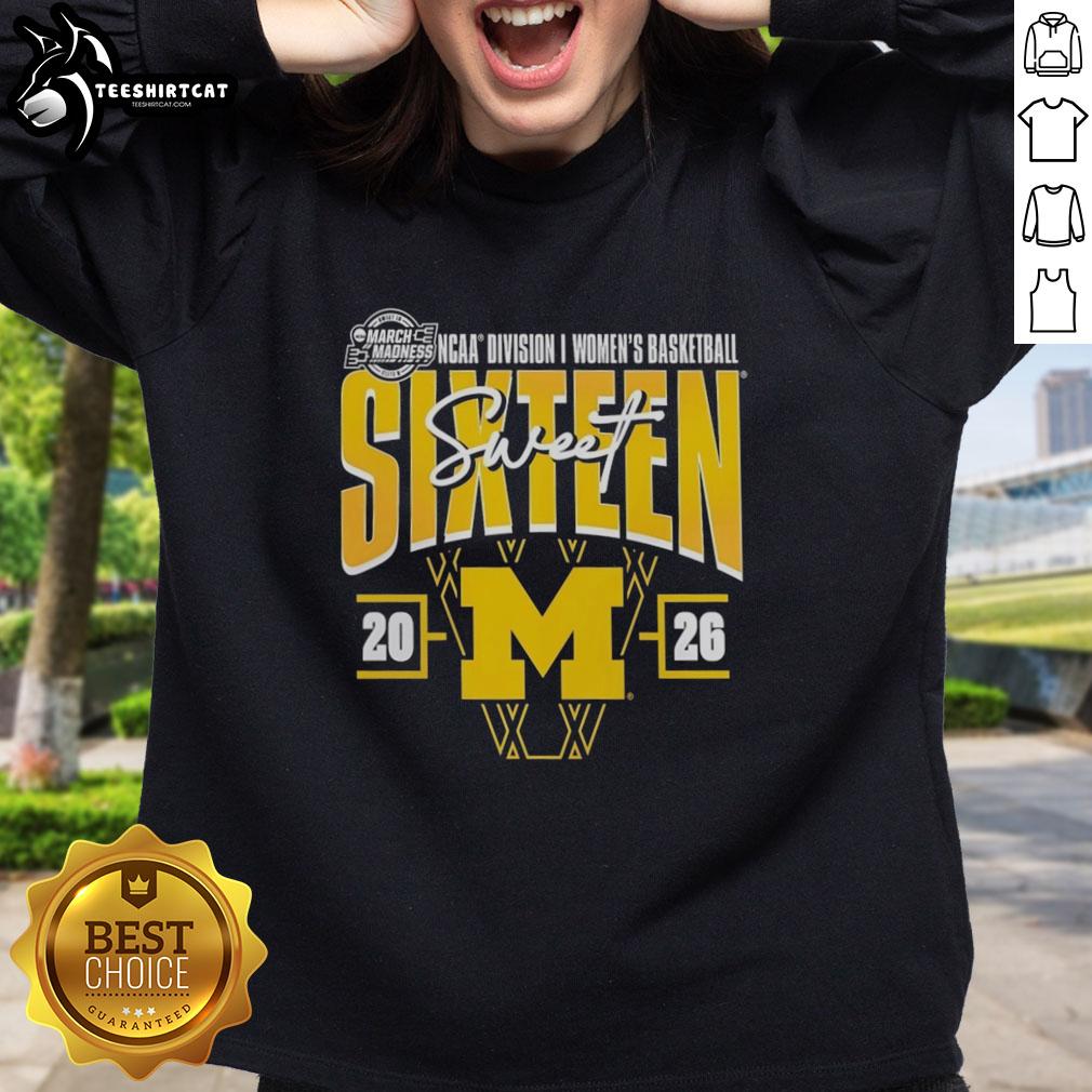 premium-michigan-wolverines-2026-ncaa-womens-basketball-tournament-march-madness-sweet-16-sweatshirt Premium Michigan Wolverines 2026 NCAA Women's Basketball Tournament March Madness Sweet 16 Sweatshirt in navy blue.
