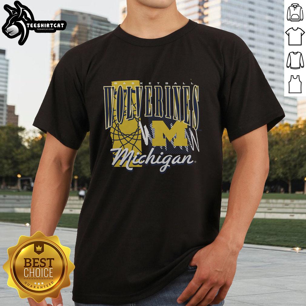 premium-michigan-wolverines-basketball-graphic-t-shirt Premium Michigan Wolverines Basketball Graphic T-Shirt featuring bold team logo and vibrant colors for ultimate fan style.
