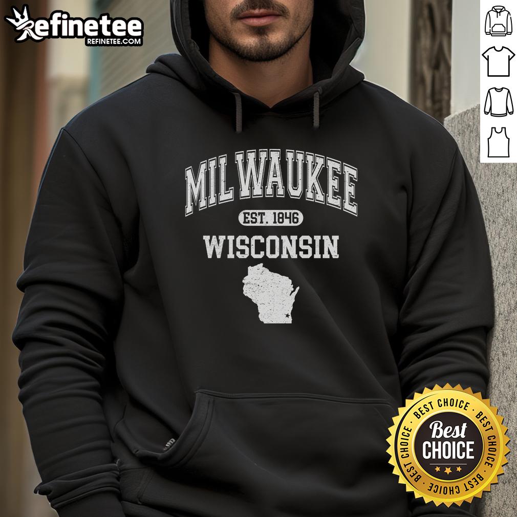 premium-milwaukee-wisconsin-est-1846-varsity-hoodie Premium Milwaukee Wisconsin Est 1846 Varsity Hoodie in navy blue, featuring stylish design and comfortable fit.