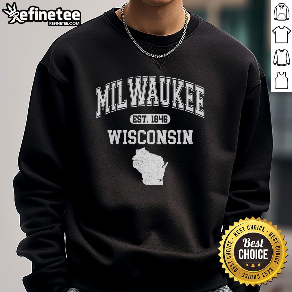premium-milwaukee-wisconsin-est-1846-varsity-sweatshirt Premium Milwaukee Wisconsin Est 1846 Varsity Sweatshirt featuring classic design and comfortable fit for casual wear.