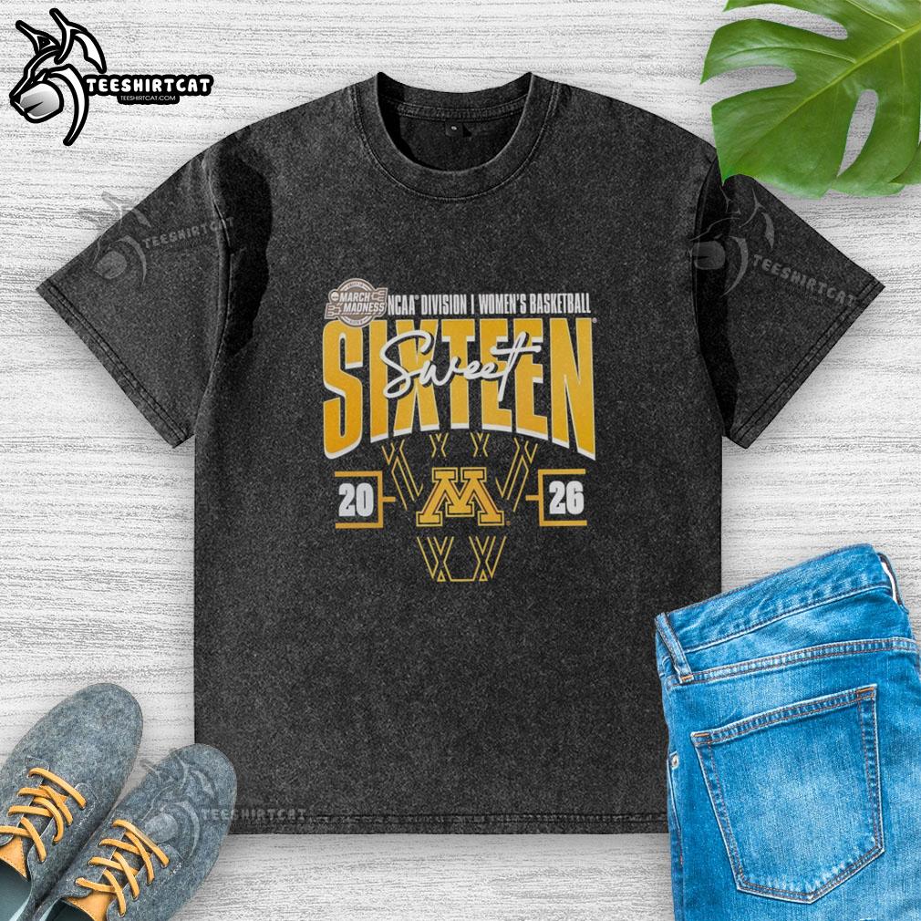 premium-minnesota-golden-gophers-2026-ncaa-womens-basketball-tournament-march-madness-sweet-16-washed-t-shirt Premium Minnesota Golden Gophers 2026 NCAA Women's Basketball Tournament Sweet 16 washed t-shirt, featuring team logo.