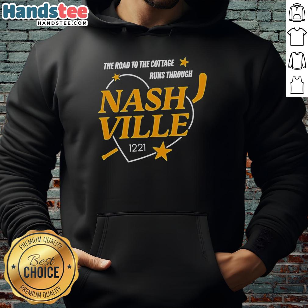 premium-nashville-predators-the-road-to-the-cottage-runs-through-hoodie Alt Text: Premium Nashville Predators hoodie featuring 'The Road To The Cottage' design, perfect for fans and cozy outings.