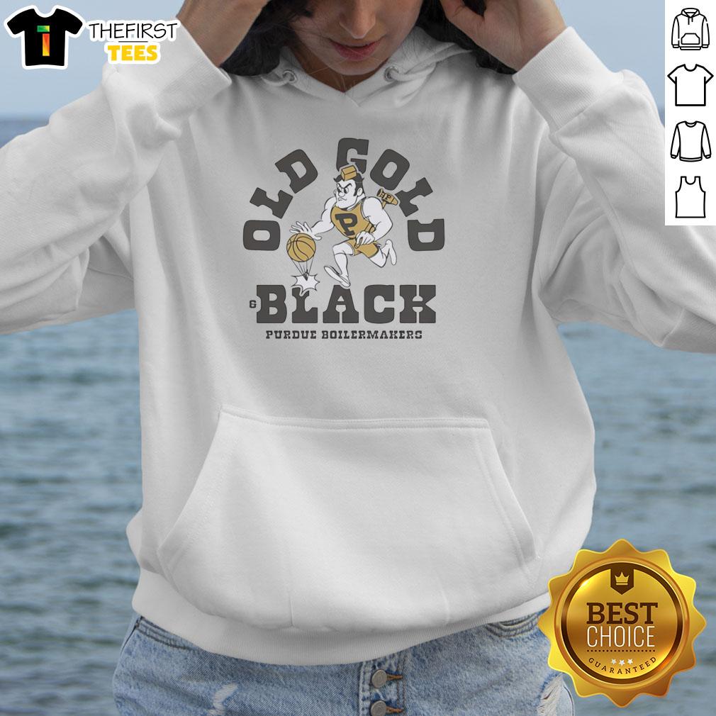 premium-old-gold-black-purdue-boilermakers-basketball-hoodie Alt Text: Premium old gold and black Purdue Boilermakers basketball hoodie featuring logo and stylish design for fans.