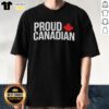 Premium Proud Baseball Canadian Leaf T-Shirt showcasing a vibrant maple leaf design for sports fans and patriotism.