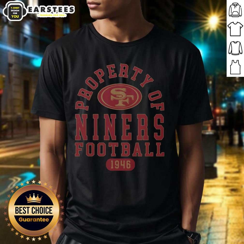 premium-san-francisco-49ers-property-1946-t-shirt Alt Text: Premium San Francisco 49ers Property 1946 T-Shirt featuring vintage design and team logo in red and gold colors.