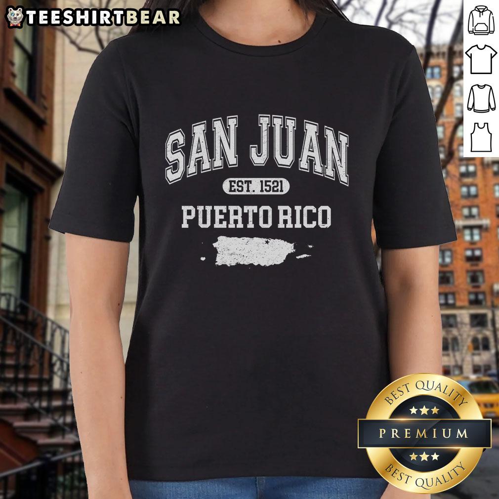 premium-san-juan-puerto-rico-est-1521-varsity-ladies-tee Premium San Juan Puerto Rico Est 1521 Varsity Ladies Tee in soft fabric, perfect for stylish summer outings.