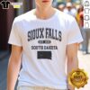 Premium Sioux Falls South Dakota Est 1835 varsity t-shirt featuring a stylish design for local pride and comfort.