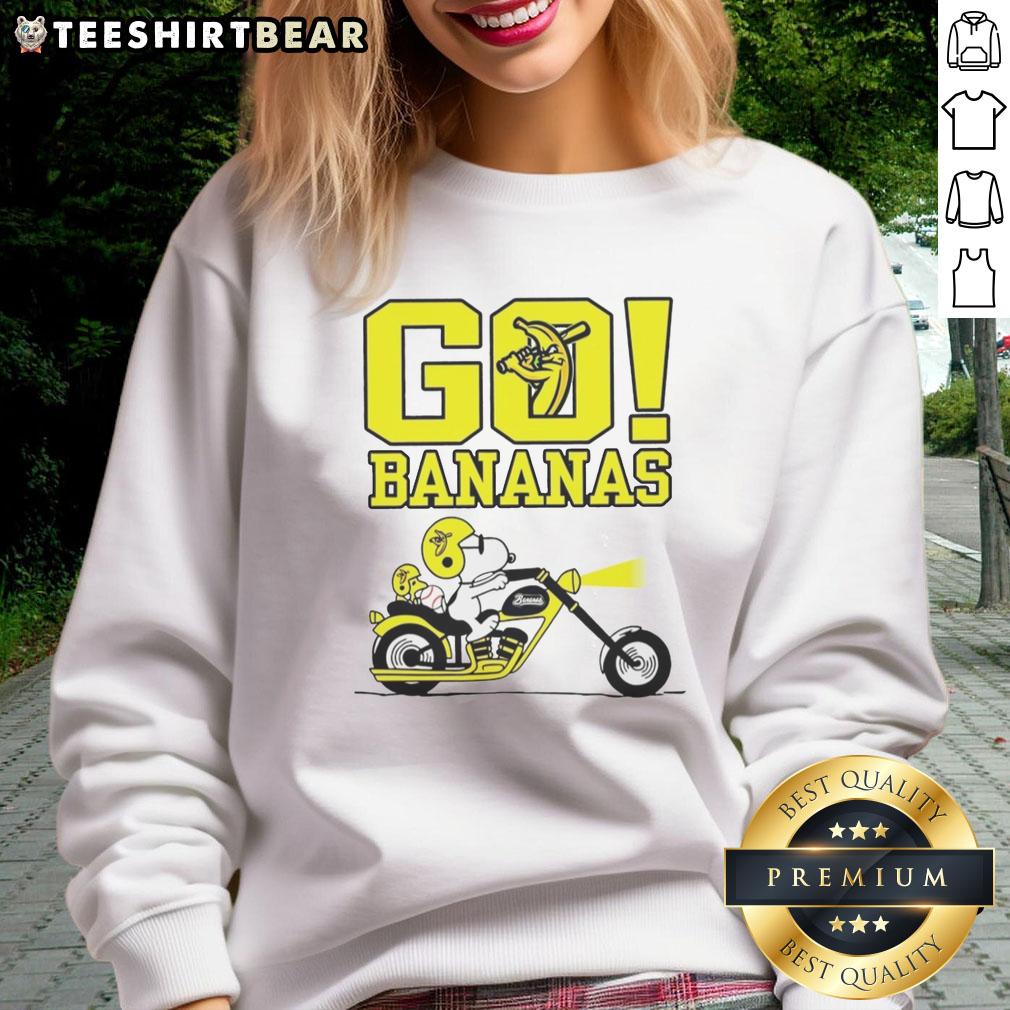 premium-snoopy-and-woodstock-driving-x-savannah-bananas-go-bananas-sweatshirt Premium Snoopy and Woodstock driving in Savannah, featuring a fun bananas design on a cozy sweatshirt.