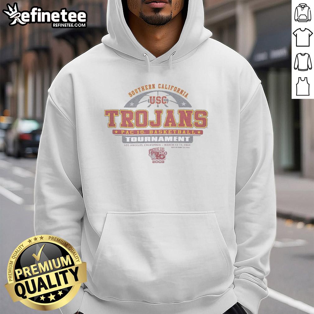premium-usc-trojans-gildan-2003-hoodie Premium USC Trojans Gildan 2003 hoodie featuring the iconic USC logo in cardinal and gold colors.