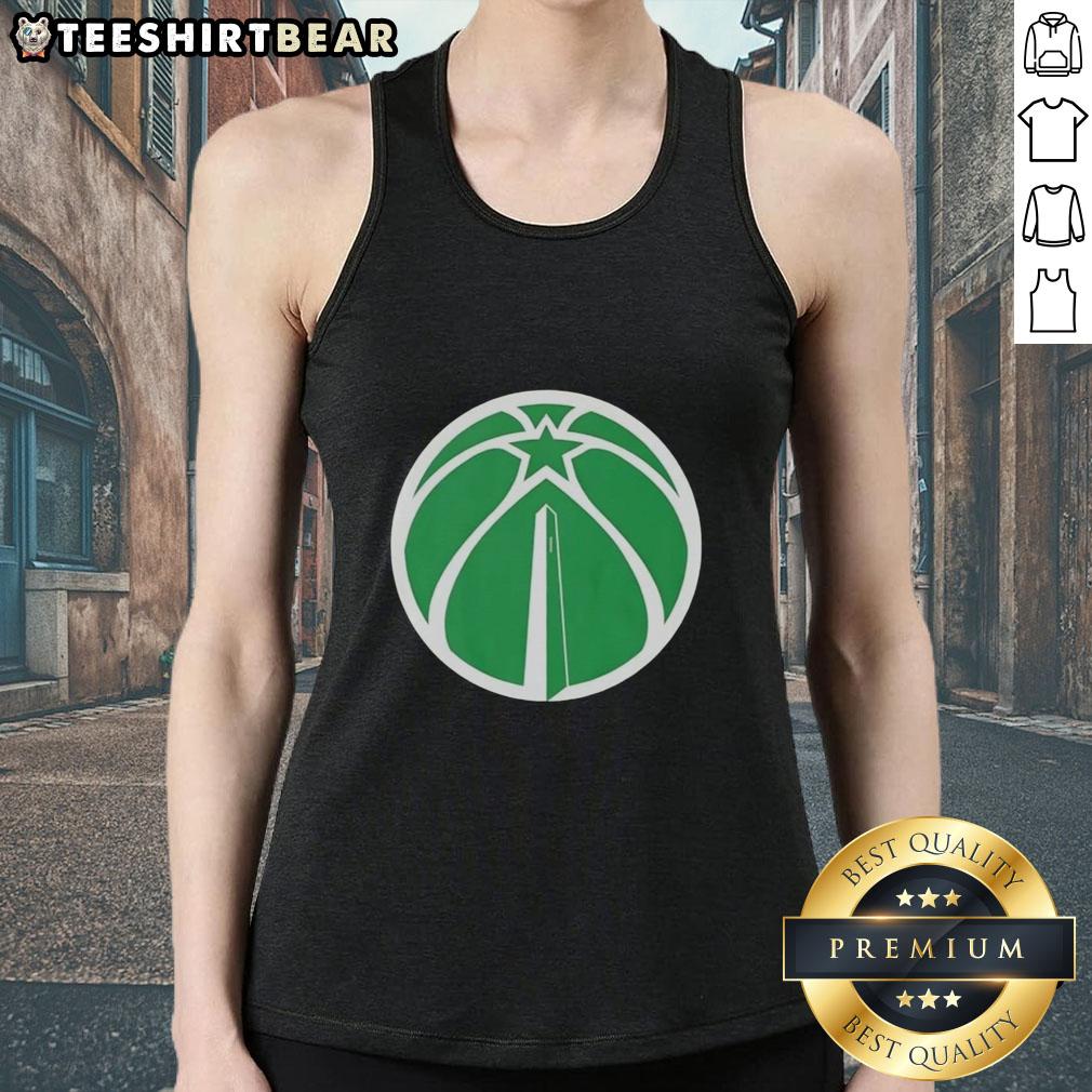 premium-washington-wizards-white-logo-patricks-day-tank-top Alt Text: Premium Washington Wizards white logo tank top for St. Patrick's Day, featuring a stylish design perfect for fans.