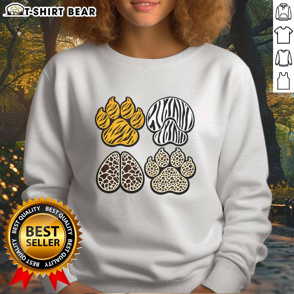 Pretty Animal Print Paws Sweatshirt Cozy Pretty Animal Print Paws Sweatshirt featuring vibrant animal paw designs on a soft fabric background.