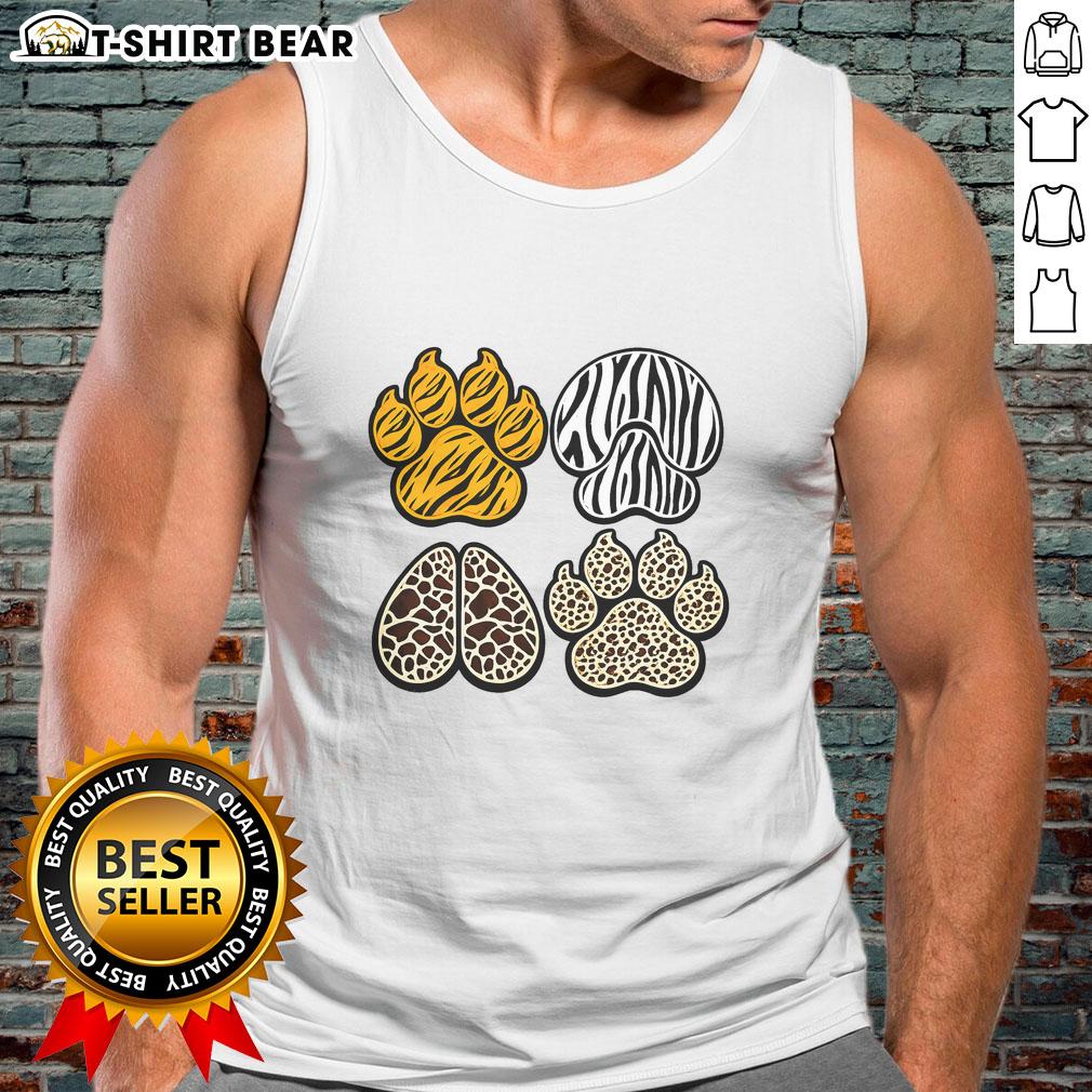 Pretty Animal Print Paws Tank Top Stylish animal print tank top featuring cute paw designs, perfect for casual wear and animal lovers.