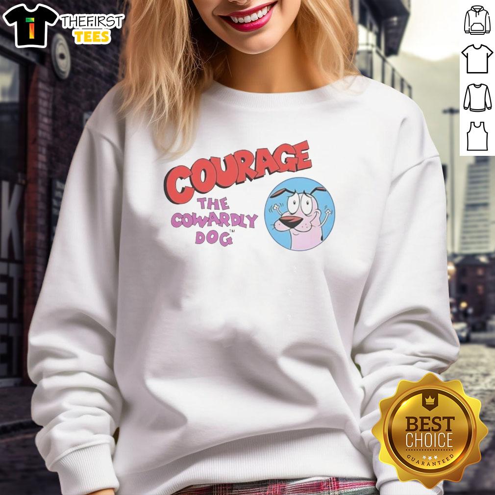 pretty-courage-the-cowardly-dog-cartoon-sweatshirt Alt Text: Cozy Pretty Courage the Cowardly Dog cartoon sweatshirt featuring vibrant colors and playful design, perfect for fans.
