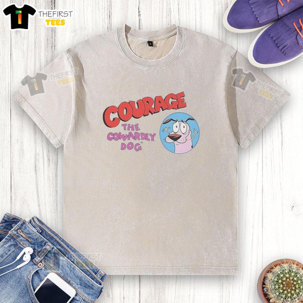 pretty-courage-the-cowardly-dog-cartoon-washed-t-shirt Alt Text: Pretty Courage the Cowardly Dog cartoon washed t-shirt featuring vibrant colors and fun design for fans.