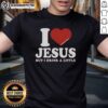 Pretty 'I Love Jesus But I Drink A Little' T-Shirt design featuring a stylish graphic for casual wear.