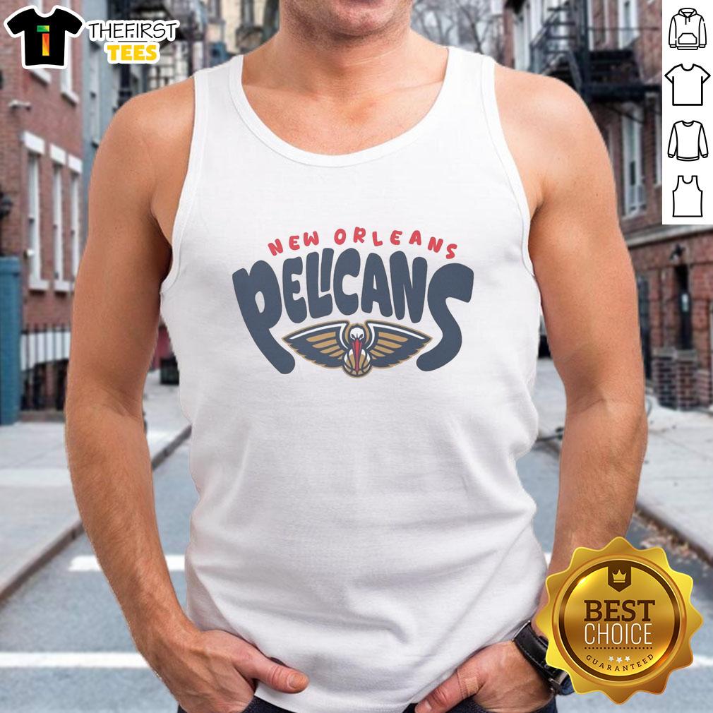pretty-new-orleans-pelicans-bubble-tank-top Alt Text: Stylish New Orleans Pelicans bubble tank top featuring vibrant team colors and logo, perfect for game day attire.