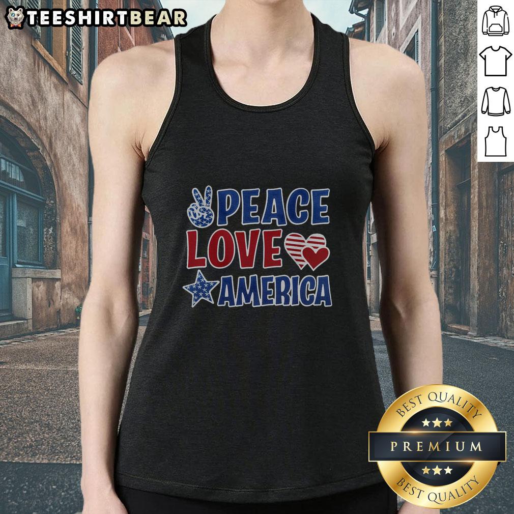 pretty-peace-love-america-tank-top Pretty Peace Love America Tank Top featuring a stylish design with peace symbols and patriotic colors for summer fashion.