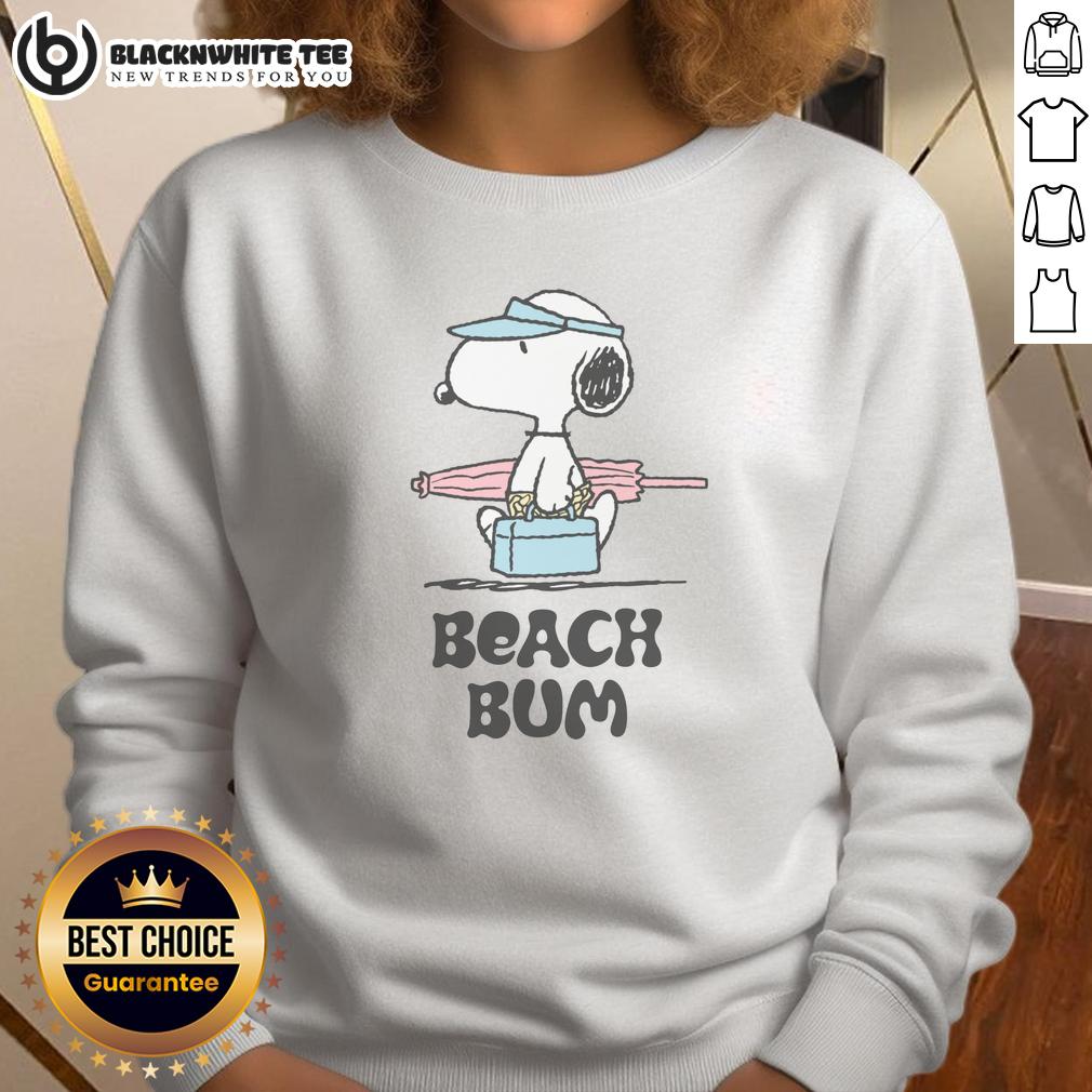Pretty Peanuts Beach Bum Snoopy Sweatshirt Alt Text: Cozy Pretty Peanuts Beach Bum Snoopy Sweatshirt featuring Snoopy relaxing on the beach, perfect for casual wear.