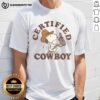 Pretty Peanuts Snoopy Certified Cowboy T-Shirt featuring Snoopy in cowboy attire, perfect for fans of Peanuts and western style.