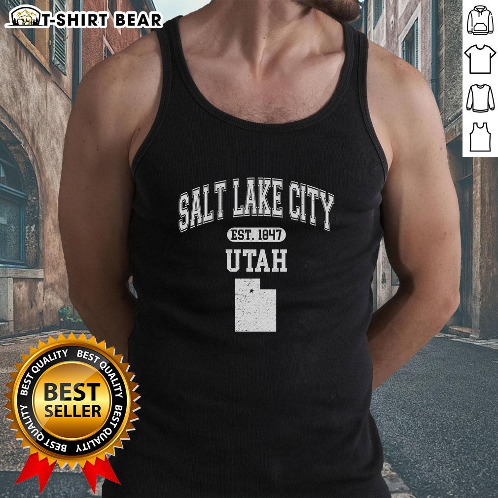 Pretty Salt Lake City Utah Est 1847 Varsity Tank Top Stylish varsity tank top featuring 'Pretty Salt Lake City Utah Est 1847' design, perfect for casual wear and local pride.