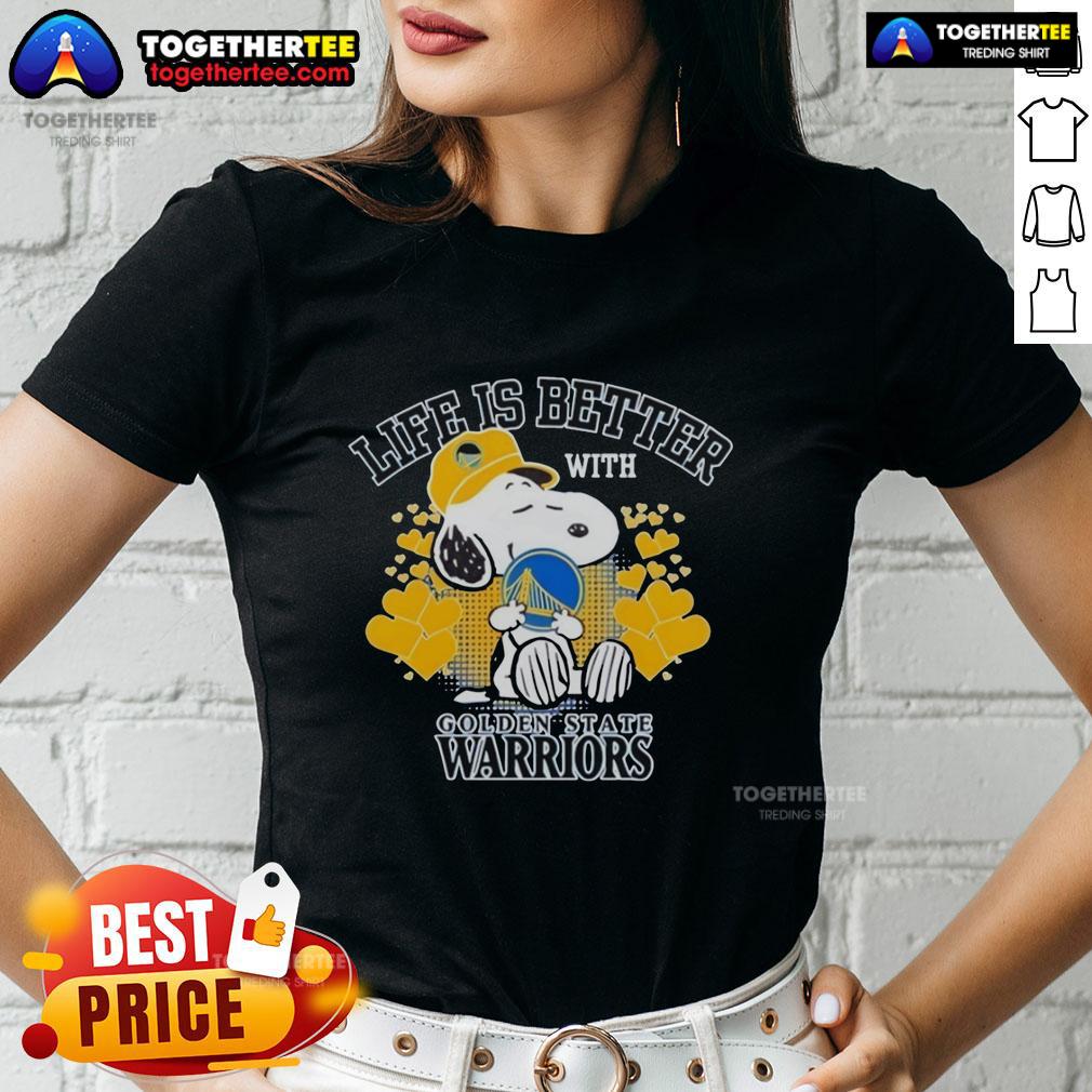 Pretty Snoopy Holding Golden State Warriors Logo Life Is Better With Golden State Warriors Ladies-Tee Pretty Snoopy holding Golden State Warriors logo on a stylish ladies tee - Life is better with Golden State Warriors.