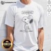 Pretty Snoopy T-shirt featuring the quote 'You Can Waste Your Whole Life Worrying About Things That Never Happen'.