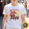 Funny Beagle car t-shirt featuring a wacky beagle driving a colorful car, perfect for dog lovers and casual wear.