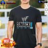 Alt Text: Pretty WWF Smackdown professional wrestling logo t-shirt featuring bold graphics and vibrant colors.