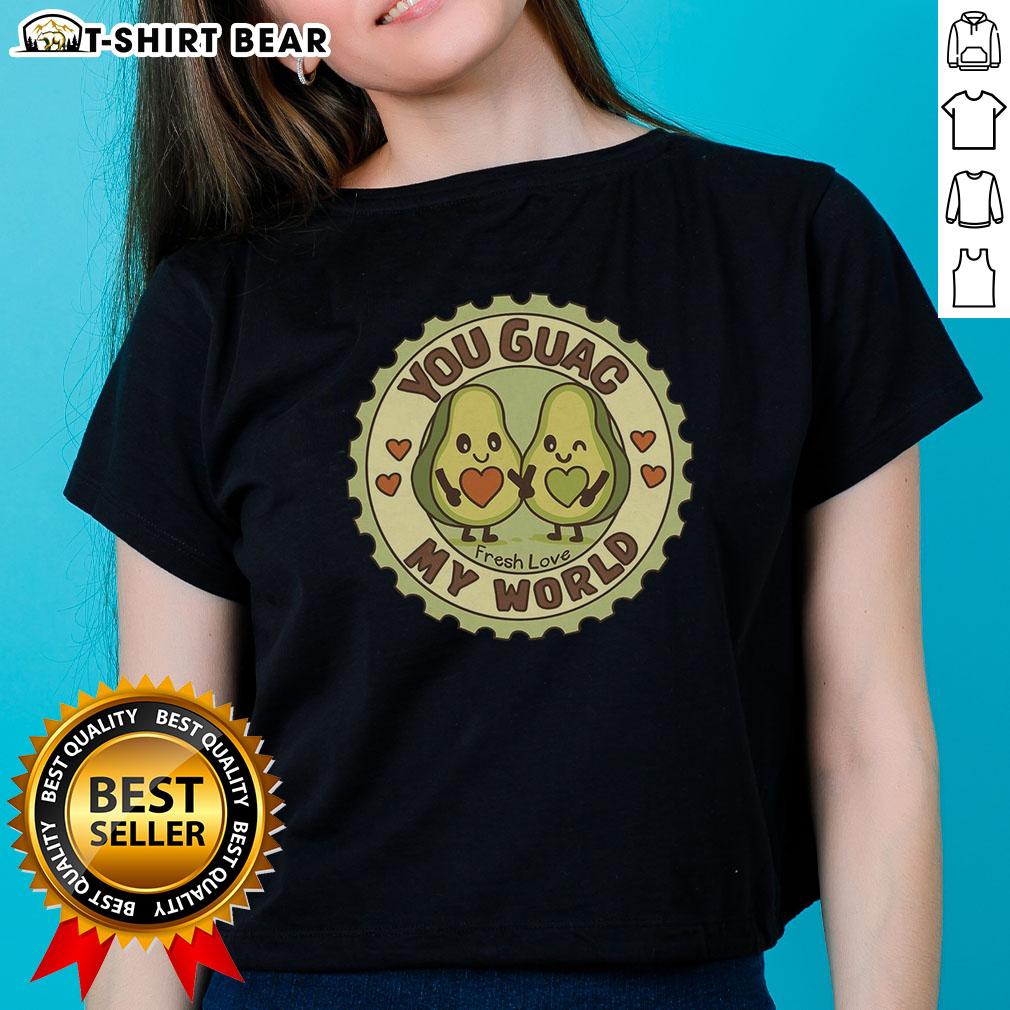 Pretty You Guac My World Fresh Love Avocado Ladies Tee Pretty You Guac My World Fresh Love Avocado Ladies Tee showcasing a stylish avocado graphic on a comfortable t-shirt.