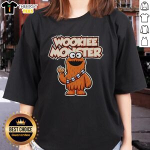 Funny ladies tee featuring a Premium Wookiee monster eating a cookie, perfect for casual and playful outfits.