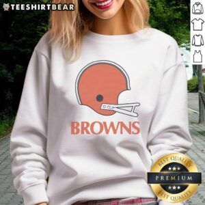 Awesome Cleveland Browns football logo on a big helmet sweatshirt, perfect for fans showcasing team spirit.