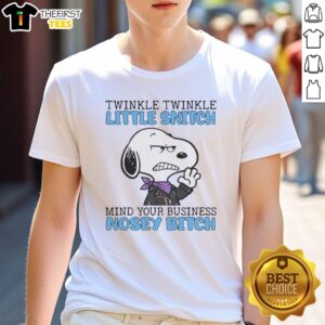 Alt Text: Pretty Snoopy Twinkle Twinkle Little Snitch T-Shirt featuring a playful design, perfect for those who love quirky apparel.