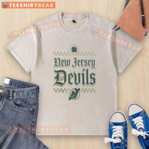 Nice New Jersey Devils Lucky Slapshot St. Patrick's Day washed t-shirt featuring vibrant team colors and festive design.