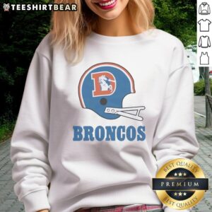 Denver Broncos football logo featured on a stylish big helmet sweatshirt, perfect for fans and game day wear.