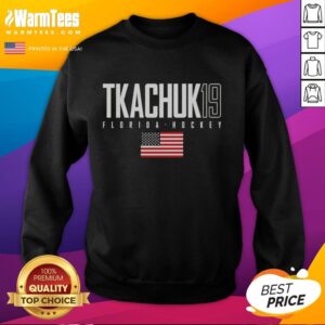 Alt Text: Cute Matthew Tkachuk Florida Panthers sweatshirt featuring USA flag design, perfect for fans and stylish wear.