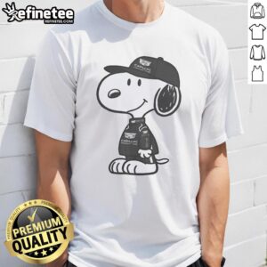 Official Peanuts X Cadillac Formula 1 T-Shirt featuring vibrant graphics of beloved characters and racing motifs.
